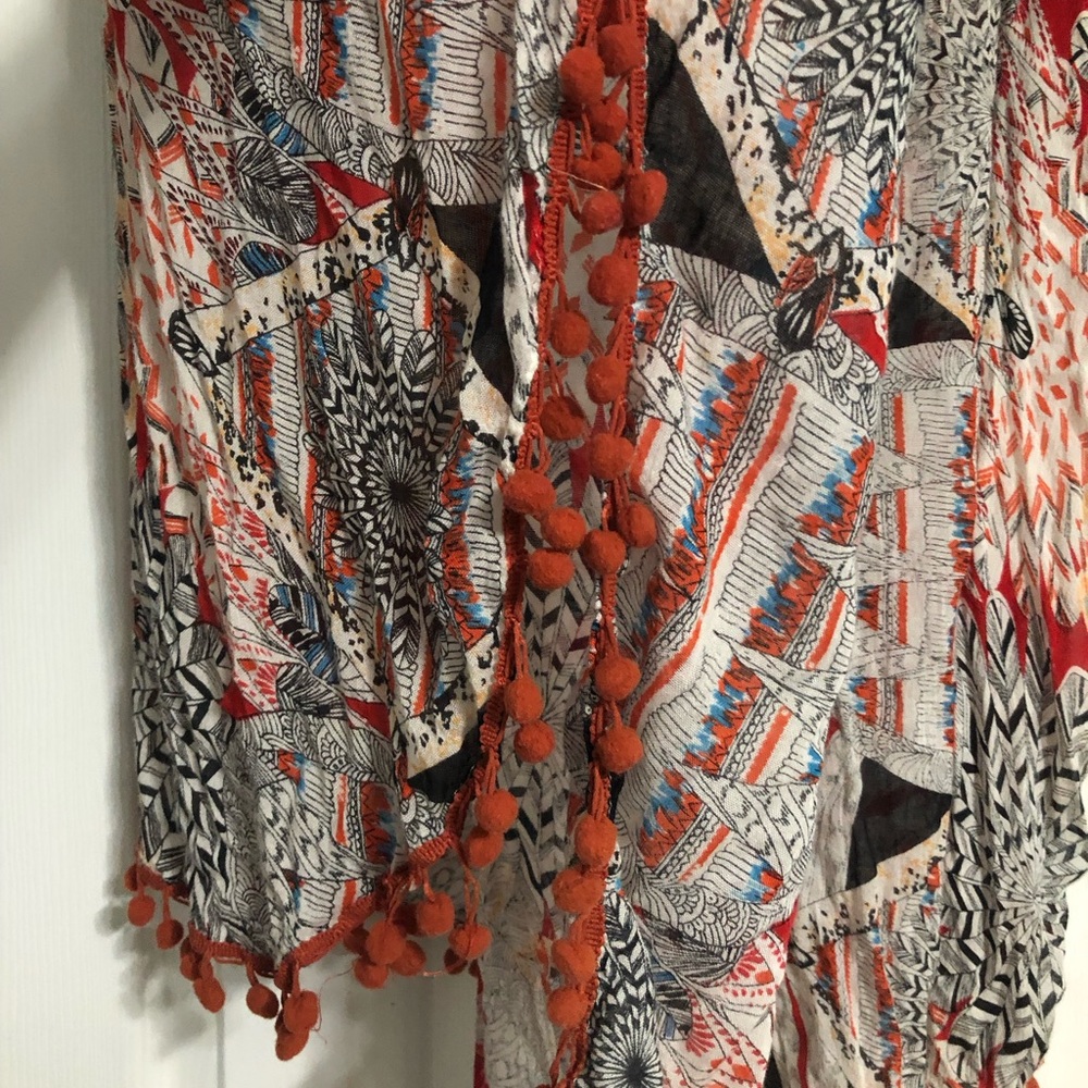 Soft surroundings Boho Aztec one size rayon poncho spring festival cottagecore - Picture 7 of 11